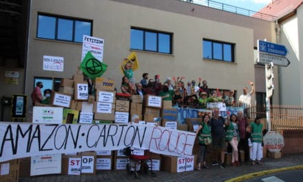 Un mur d&rsquo;opposants à Amazon, devant les locaux de l’intercommunalité du Pays de Barr