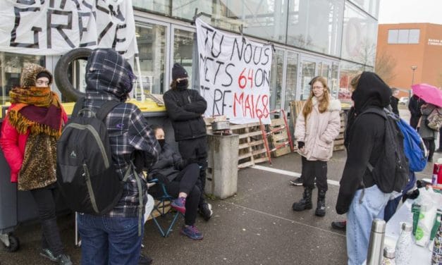 Lutte contre la réforme des retraites : poursuite du blocage du campus Fonderie à Mulhouse. Témoignages.