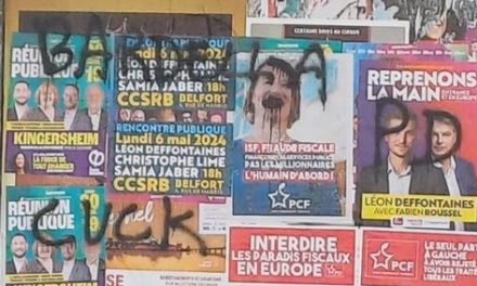 Tags d&rsquo;extrême droite sur des affiches électorales à Mulhouse : le PCF68 saisit le Procureur de la République