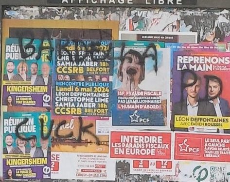 Tags d&rsquo;extrême droite sur des affiches électorales à Mulhouse : le PCF68 saisit le Procureur de la République