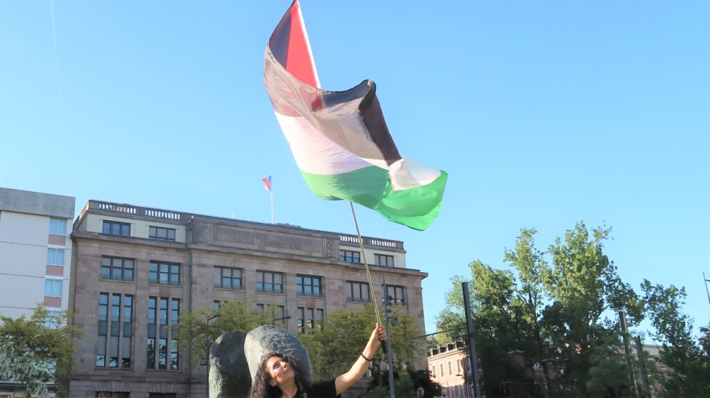 A Mulhouse, une manifestation de protestation contre l&rsquo;arraisonnement de la flottille de Gaza et l’emprisonnement de deux civils